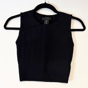 House of Harlow 1960 Ribbed Knit Crop Tank Top Black, Size Small